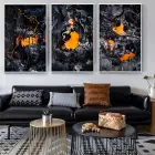 Soyut Tasarım Metal Çerçeveli Tablo Seti Beyaz