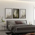 Soyut Yapraklar Desenli Üçlü Metal Çerçeveli Tablo Seti