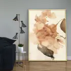 Turuncu Soyut Çiçek Desenli Tekli Metal Çerçeveli Tablo