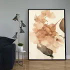 Turuncu Soyut Çiçek Desenli Tekli Metal Çerçeveli Tablo