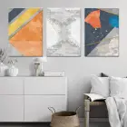 Turuncu ve Mavi Tonlar Üçlü Kanvas Tablo Seti