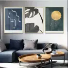 Yaprak ve Soyut Tasarım Üçlü Metal Çerçeveli Tablo Seti