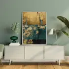 Yeşil ve Altın Desenli Tekli Metal Çerçeveli Tablo