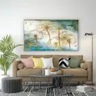 Yeşil ve Mavi Tonlar Tekli Metal Çerçeveli Yatay Tablo