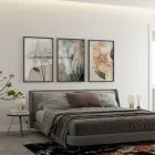 Yeşil ve Turuncu Tonların Uyumu Üçlü Metal Çerçeveli Tablo Seti