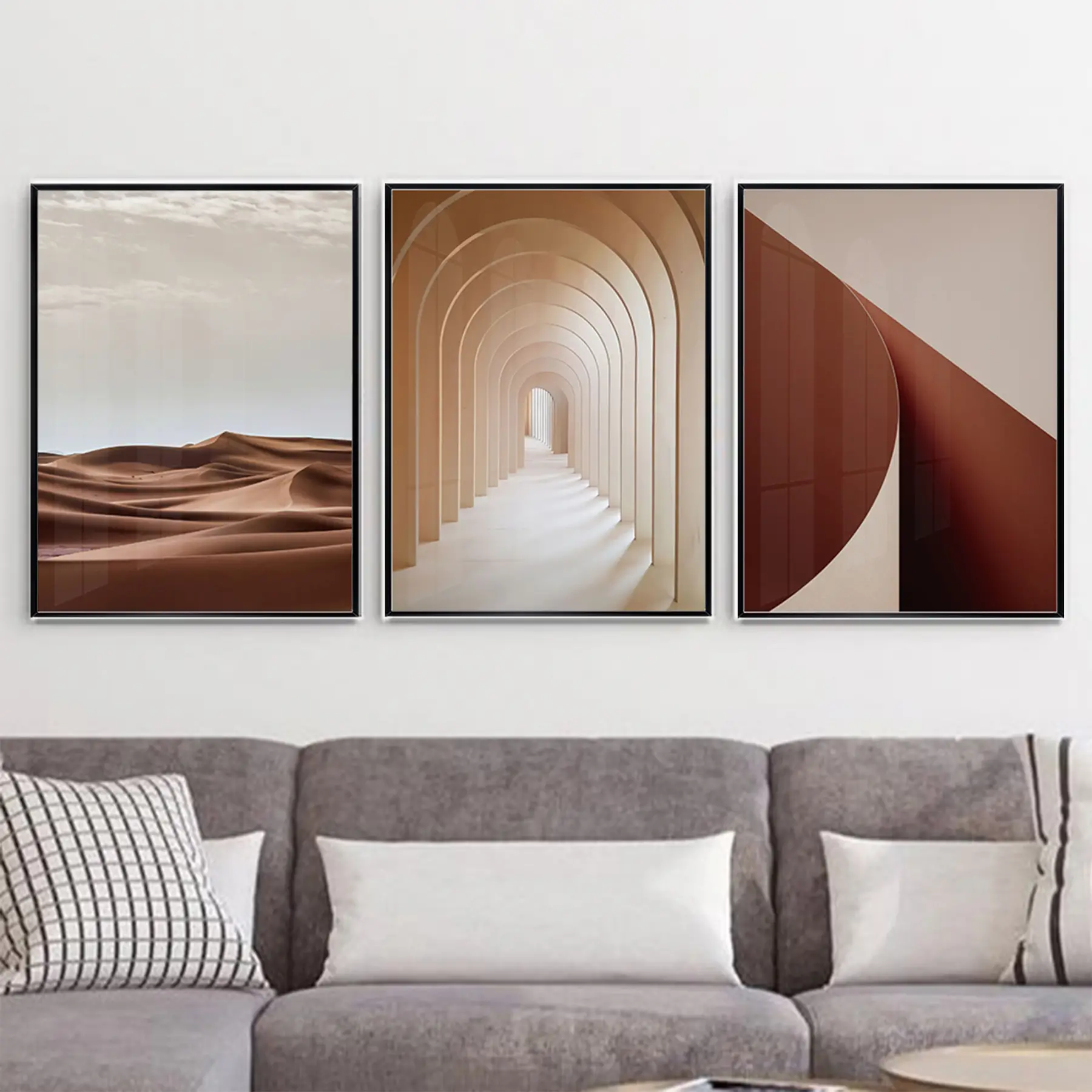 Tarz Tasarım Metal Çerçeveli Tablo Seti Siyah