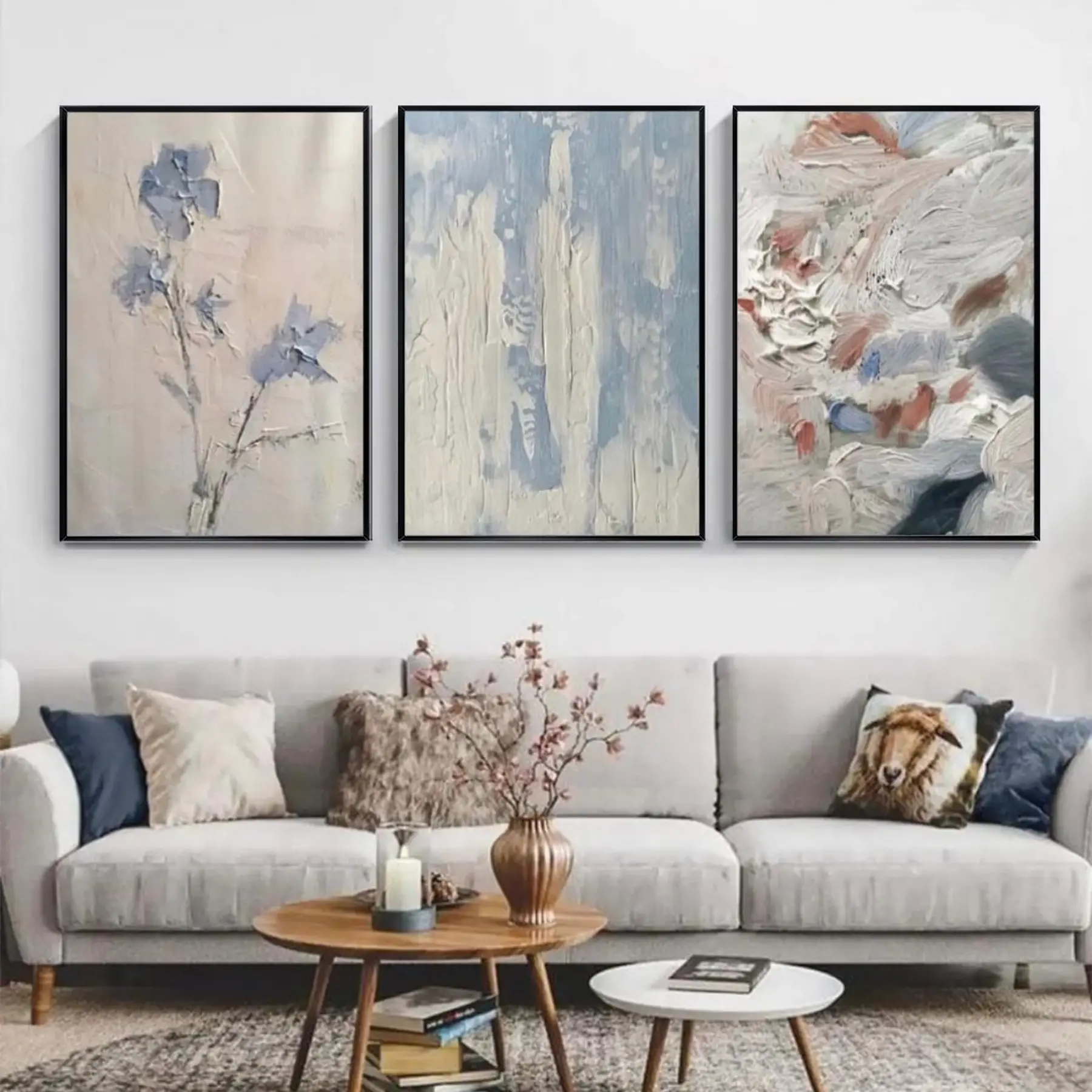 Soyut Desenli Metal Çerçeveli Tablo Seti Siyah