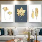 Gold Desenli Metal Çerçeveli Tablo Seti Beyaz