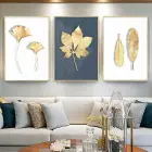 Gold Desenli Metal Çerçeveli Tablo Seti Altın