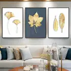 Gold Desenli Metal Çerçeveli Tablo Seti Siyah