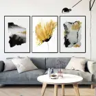 Mermer Desenli Metal Çerçeveli Tablo Seti Siyah