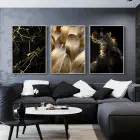 Siyah Ve Gold Desenli Metal Çerçeveli Tablo Seti Gümüş