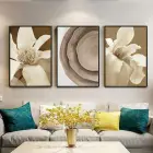 Kahverengi Çiçekler Tasarım Metal Çerçeveli Tablo Seti Siyah