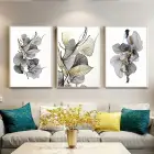 Siyah Ve Gold Dokuma Tasarım Metal Çerçeveli Tablo Seti Beyaz