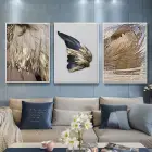 Kelebek Kanadı Gold Desenli Metal Çerçeveli Tablo Seti Beyaz