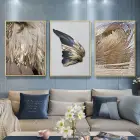 Kelebek Kanadı Gold Desenli Metal Çerçeveli Tablo Seti Altın