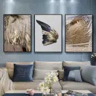 Kelebek Kanadı Gold Desenli Metal Çerçeveli Tablo Seti Siyah