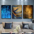 Mavi Tüy Gold Desenli Metal Çerçeveli Tablo Seti Siyah