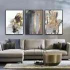 Siyah Ve Gold Desenli Metal Çerçeveli Tablo Seti Siyah