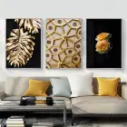 Siyah Ve Gold Desenli Metal Çerçeveli Tablo Seti Gümüş