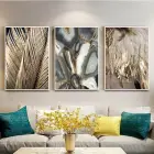 Mermer Ve Gold Desenli Metal Çerçeveli Tablo Seti Beyaz