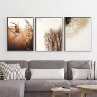 Çiçek Desenli Metal Çerçeveli Tablo Seti Siyah