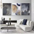 Siyah Tonlu Gold Detaylı Metal Çerçeveli Tablo Seti Beyaz