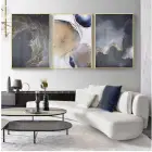 Siyah Tonlu Gold Detaylı Metal Çerçeveli Tablo Seti Altın