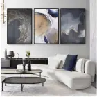 Siyah Tonlu Gold Detaylı Metal Çerçeveli Tablo Seti Siyah