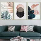 Çiçek Desenli Metal Çerçeveli Tablo Seti Altın