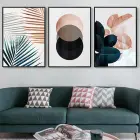 Çiçek Desenli Metal Çerçeveli Tablo Seti Siyah