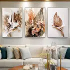 Çiçek Desenli Metal Çerçeveli Tablo Seti Gümüş