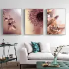 Çiçek Desenli Metal Çerçeveli Tablo Seti Gümüş