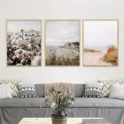 Bohem Renkler Çiçek Desenli Metal Çerçeveli Tablo Seti Altın