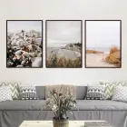 Bohem Renkler Çiçek Desenli Metal Çerçeveli Tablo Seti Siyah