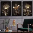 Siyah Ve Gold Desenli Metal Çerçeveli Tablo Seti Siyah