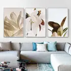 Beyaz Çiçek Desenli Metal Çerçeveli Tablo Seti Gümüş