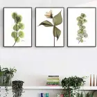 Yeşil Yapraklı Çiçek Desenli Metal Çerçeveli Tablo Seti Siyah