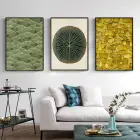 Yeşil Krem Çiçek Desenli Metal Çerçeveli Tablo Seti Siyah