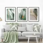 Yeşil Ve Gold Detaylı Metal Çerçeveli Tablo Seti Siyah