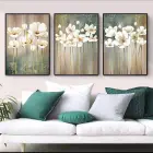 Çiçek Desenli Metal Çerçeveli Tablo Seti Siyah