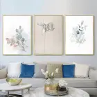 Bohem Renkler Çiçek Desenli Metal Çerçeveli Tablo Seti Altın