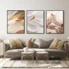 Krem Renkler Çiçek Desenli Metal Çerçeveli Tablo Seti Siyah