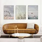 Manzara Detaylı Metal Çerçeveli Tablo Seti Gümüş