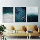 Manzara Detaylı Metal Çerçeveli Tablo Seti Beyaz