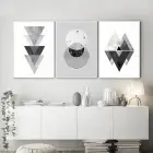 Siyah Beyaz Desenli Metal Çerçeveli Tablo Seti Beyaz