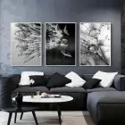 Siyah Beyaz Desenli Metal Çerçeveli Tablo Seti Beyaz