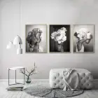 Siyah Beyaz Desenli Metal Çerçeveli Tablo Seti Altın