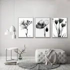 Siyah Beyaz Desenli Metal Çerçeveli Tablo Seti Beyaz