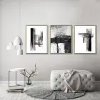 Siyah Beyaz Desenli Metal Çerçeveli Tablo Seti Altın